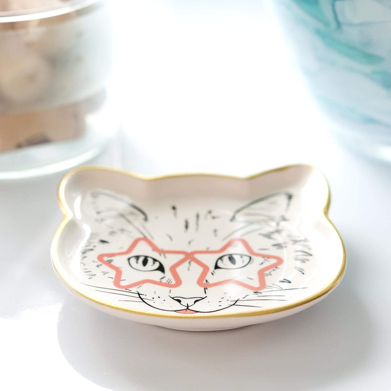 Toynk Cat Dish Plate | Small Ceramic Catchall Dish for Treats, Keys, Change, & More | Feed Your Pets Or Store Your Valuables - Image 5